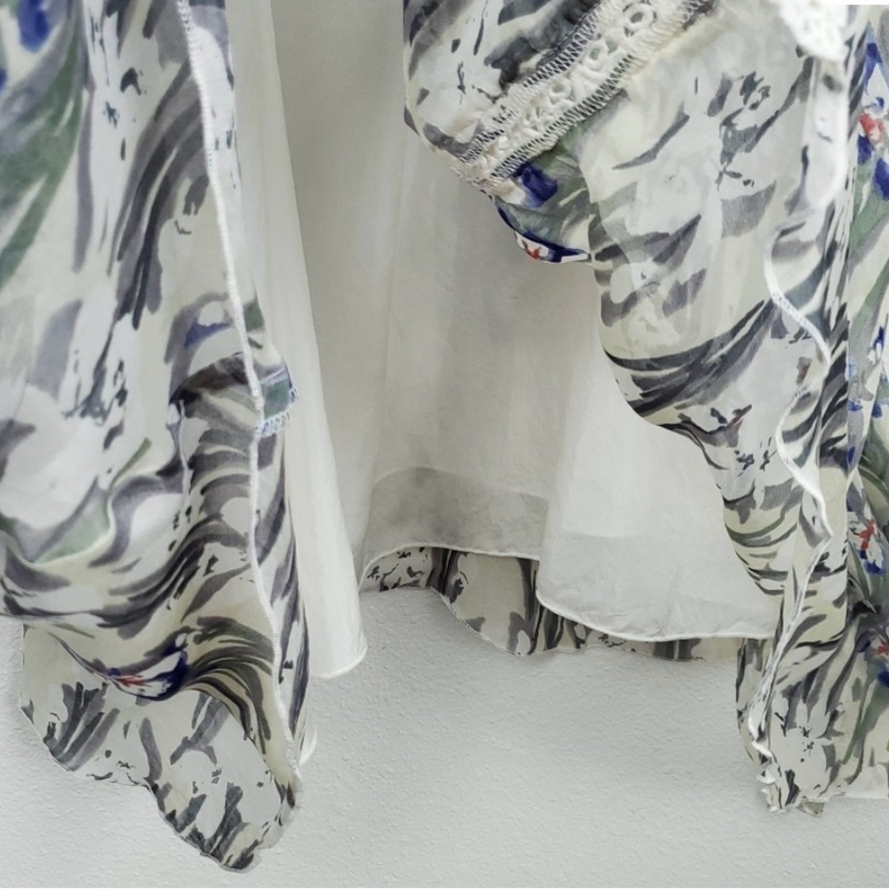 Johnny Was Cream Slip Midi Dress with Blue and Green Floral Print - Picture 7 of 11